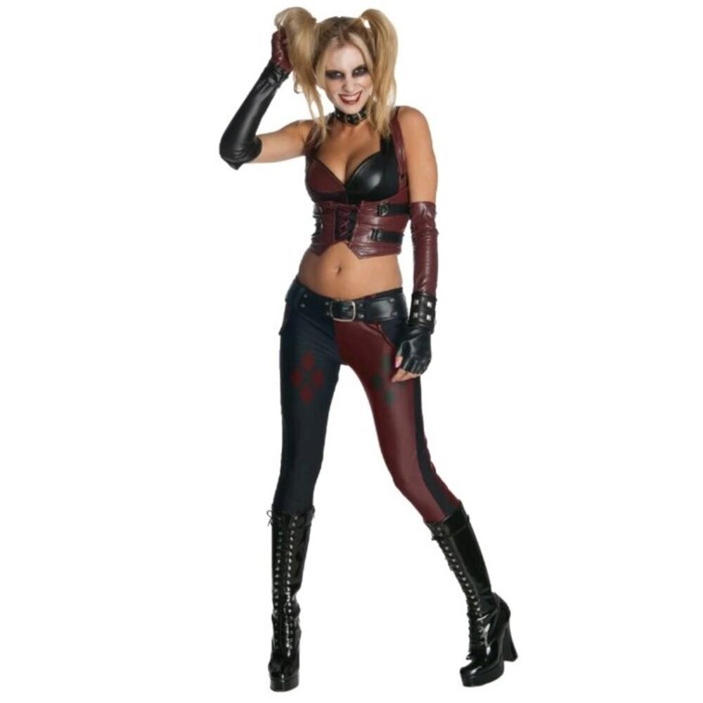 Harley Quinn Sexy Womens Costume Adult Medium Arkham City Batman Villain 1 Glove